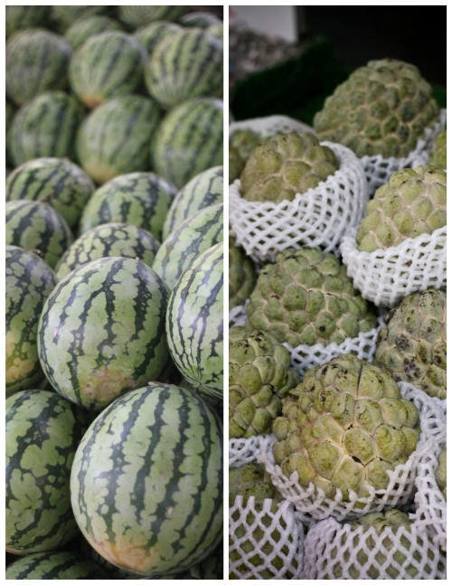 Longtan, Taiwan - Market - Watermelons and Buddhafruit